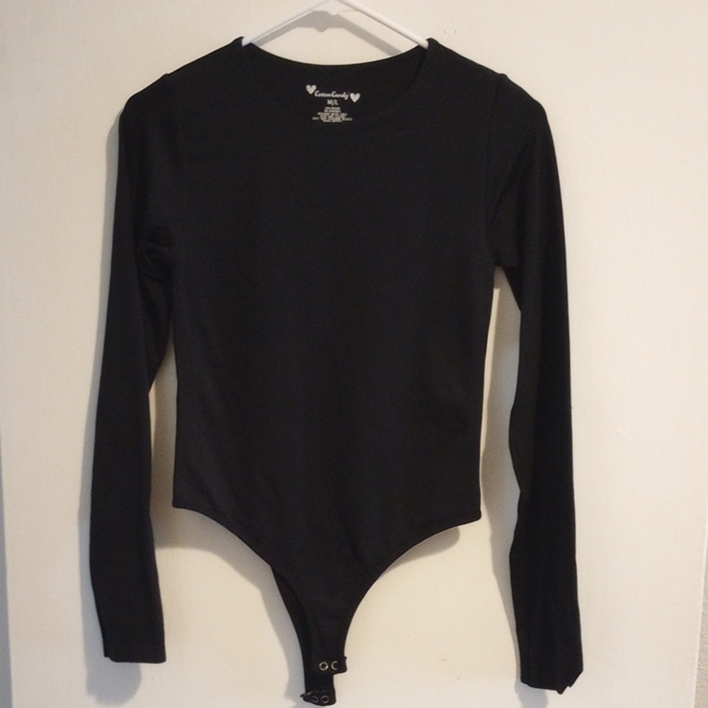 Cotton Candy Black Long Sleeve petite or girls Bodysuit